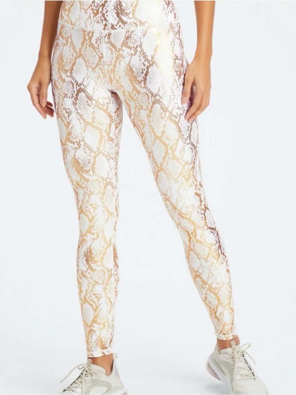 Fabletics Define PowerHold High-Waisted Gold Foil Snake Print Leggings Large